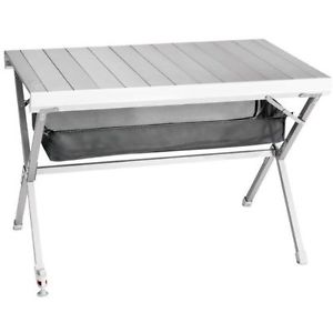 Brunner aluminium folding camping table adaptable to rough terrain - silver