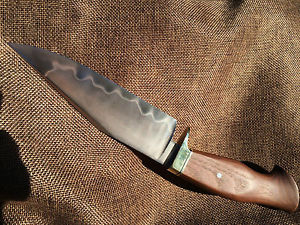 custom bowie messer knife mit hamon und lederscheide