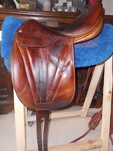 Butet dressage saddle + Devoucoux full bridle and CWD reins chestnut
