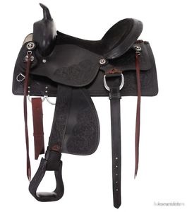 17 Inch Western Old Time Trail Saddle - Black Leather - King Series by Tough 1