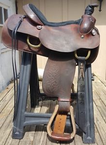 15.5" Tex Tan Western Trail Saddle- Brown Leather w/ NEW 30" Smart Cinch