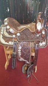 16” ALL LEATHER WESTERN SADDLE WITH SILVER BEAUTIFUL!