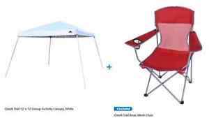 Ozark Trail 12x12 Slant Leg Instant Canopy Gazebo Shelter with 4 Chairs Bundle