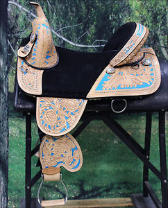 TW101TQ1-A HILASON TREELESS WESTERN TRAIL BARREL RACING LEATHER HORSE SADDLE 17"