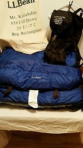 LL Bean Goose Down Sleeping Bag 22 oz  650 fill  Rectangular 75 × 64 NEW 20F -7C