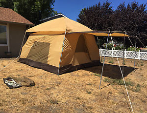 Vintage Eureka! Great Western Space II Brown and Yellow Cabin 12' X 12' Tent