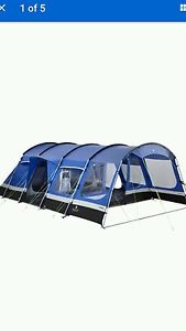 Large Hi Gear Oasis 6 Berth Family Tunnel Tent with carpet, foot print and Porch