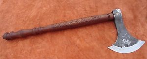 Axt High Carbon Stahl mit Scheide handgeschmiedet Wikinger mit Hand geschnitzt