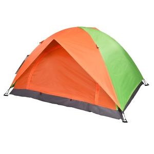 5x(Folding Double-Layer Waterproof 2 Persons Tent Orange+Green WD