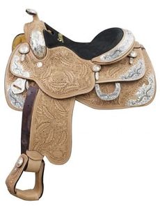SALE 16" Western Pleasure Showman Real leather equitation show saddle lot Silver