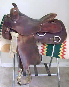 15.5 Harris Trainer D Rings Leather Rough Out Training Saddle Well Used Comfy!