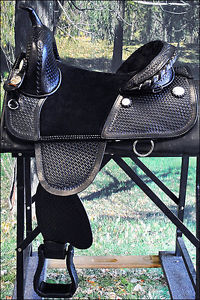 TW102BK-F HILASON TREELESS WESTERN TRAIL BARREL RACING LEATHER HORSE SADDLE 17"