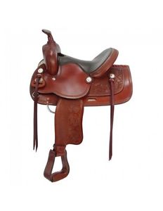 Tough-1 Saddle Deep Seat Tooling Saddle Strings 13" Medium Tan RK923