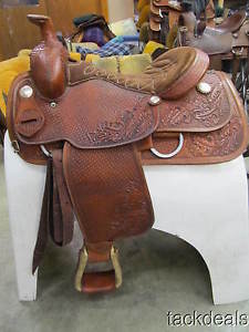 Double C Charles Crawley 16" Roping Saddle Wide Tree Lightly Used