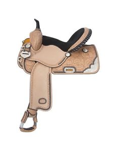 Tough-1 Saddle Full Quarter Bars Barrel Horn 13" Light Oil SR2623