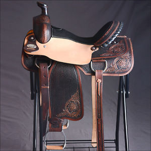 BH127-A HILASON WESTERN LEATHER ROPING PLEASURE TRAIL HORSE RIDING SADDLE 15"