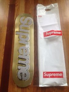 New Supreme SS13 Bling Deck Set of 2 Gold & Platinum Skateboards W/ Receipt