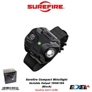 Surefire Compact Wristlight, Variable Output 15/60/180, Black #2211-A-BK