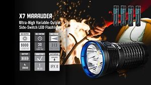 Olight X7 Marauder 9000Lm 6 Modes 3xCree LED Flashlight w/4*battery + D4 charger