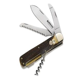 Böker Jagdmesser Quadro CPM Taschenmesser CPM-CruWear Hirschhorn Backlock