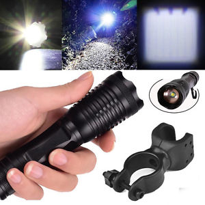New 5000Lumen 5Modes T6 LED Zoomable 18650 Flashlight Torch Light + Bike Clip