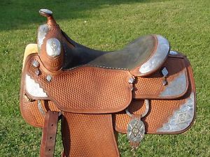 16" SILVER MESA Custom STERLING Silver Western Show Saddle~LOADED With Sterling