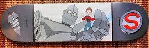 Original hand painted acrylic on wood IRON GIANT Skateboard deck Ready to hang