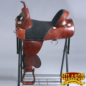 TW103AM-F HILASON TREELESS WESTERN TRAIL BARREL RACING HORSE RIDING SADDLE 17"