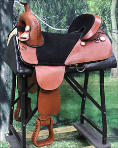 TW103DM-F HILASON MAHOGANY TREELESS WESTERN TRAIL BARREL RACING HORSE SADDLE 17"