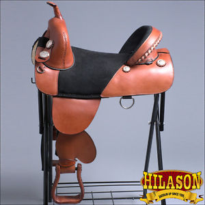 TW103M-F HILASON MAHOGANY TREELESS WESTERN TRAIL BARREL RACING HORSE SADDLE 17"