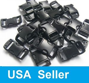 100 3/8" Buckles for Paracord Bracelets Black Side Release Buckles USA Seller