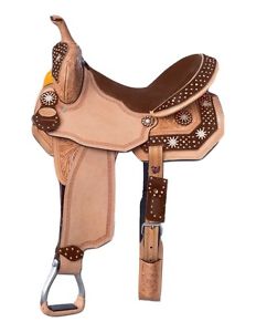 Silver Royal Saddle Suede Seat Silver Dots 15" Light Oil SR2765