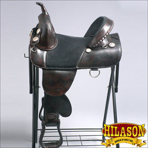 TW103CB-F HILASON TREELESS WESTERN TRAIL BARREL RACING LEATHER HORSE SADDLE 17"