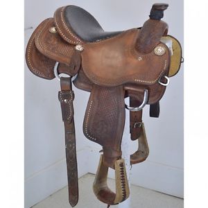 Used 14" Joe Beaver Calf Roping Saddle by Martin Saddlery Code: U14MARTINCRJBDOT