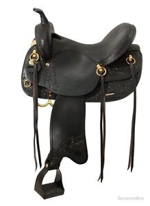 16.5 Inched Gaited Horse Western Trail Saddle - Black Leather - Royal King