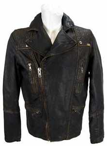 Veste Homme En Cuir véritable Blouson motard vache noir marron neuf 8495/a