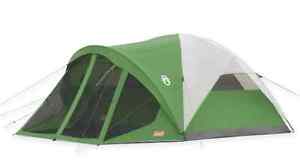 Coleman 6-Person Polyester Camping and Outdoor Screened Dome Tent in Green/White