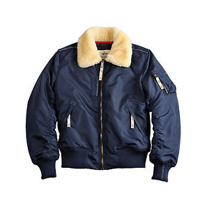 ALPHA INDUSTRIES INJECTEUR III VESTE D'AVIATEUR REP. BLEU FOURRÉ