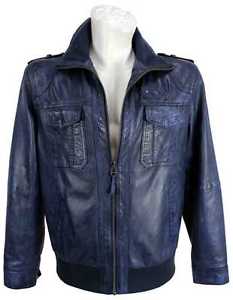 David Moore Veste En Cuir Pour Hommes véritable Blouson Nappa agneau océan 9016