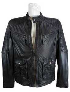 Camel active Homme Veste Cuir Agneau Véritable noir neuf 9003