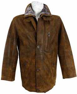 David Moore Veste Homme En Cuir Veste longue cuir véritable brun moyen NEUF 9012