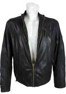 Camel active Homme Veste En Cuir Véritable Cuir de chèvre noir neuf 9001