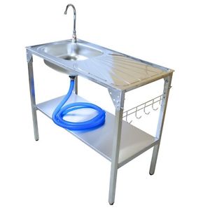 Waschtisch 100x50x90cm Edelstahl Camping Küche Waschbecken Spüle Arbeitstisch