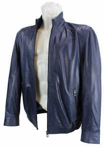 David Moore Veste Homme En Cuir véritable Blouson Nappa agneau bleu foncé 9021