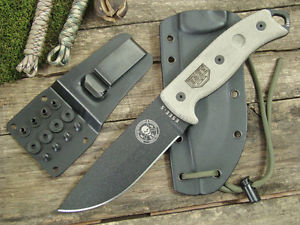 ES5PTG ESEE Model 5 Tactical 1095 Carbon Blade Micarta Handles Kydex Sheath USA