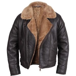 Brandslock Homme XZIP 100% Original Cuir Peau De Mouton Veste Aviateur