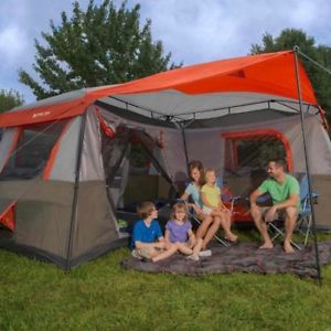 Ozark-Trail-12-Person-3-Room-L-Shaped-Instant-Cabin-Tent-Lake-Vacation-Beach-Fun