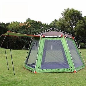 6 Person Instant Hexagonal Dome Tent Double Layer Screened 2-Door 10'x 6.6' High