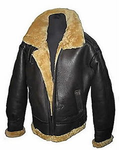 Homme Aviateur RAF B3 Gingembre Cuir Peau De Mouton Bomber Veste De Vol
