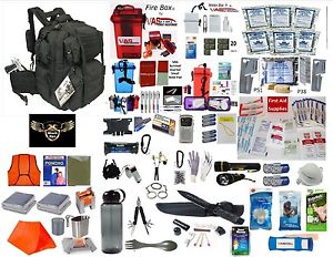 BLACK OPS LARGE BUG OUT BLACK 20" SURVIVAL BACKPACK & SURVIVAL ESSENTIALS